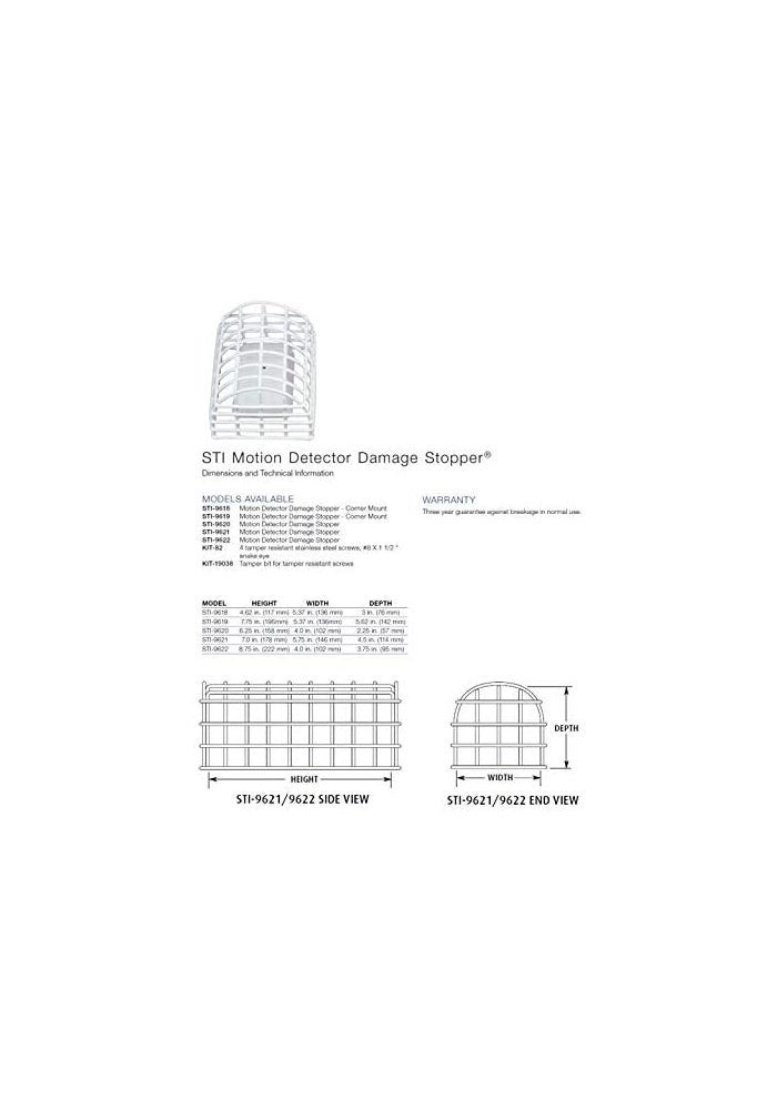 STI Safety Technology International, Inc. -9621 Motion Detector Damage Stopper Steel Wire Cage for PIRs, 7" x 5.75" x 4.5" - Image 3